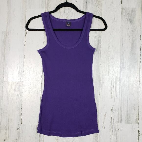 NWOT Point Sportswear Purple Ribbed Tank Top Women's Size Medium - Picture 1 of 8